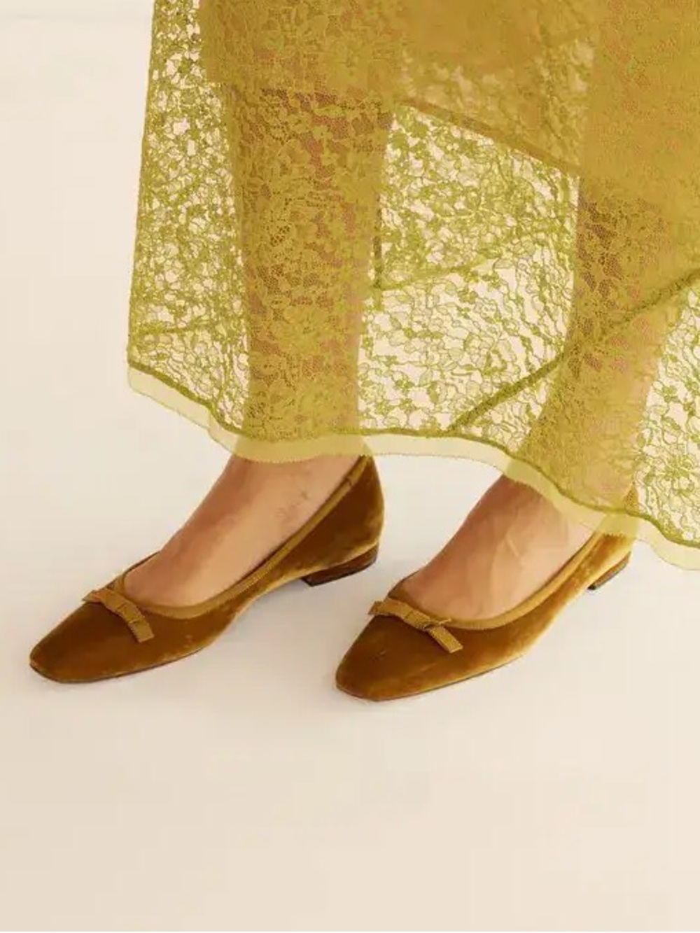 DÔEN Odette Velvet Ballet Flats in Curry Velvet